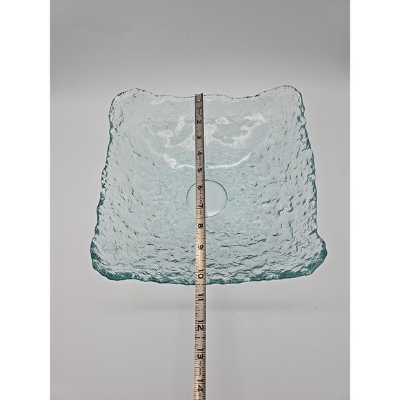 Couronne Co Recycled Green Blue Colored Large Square Glass Bowl Dish Spain - Picture 7 of 9